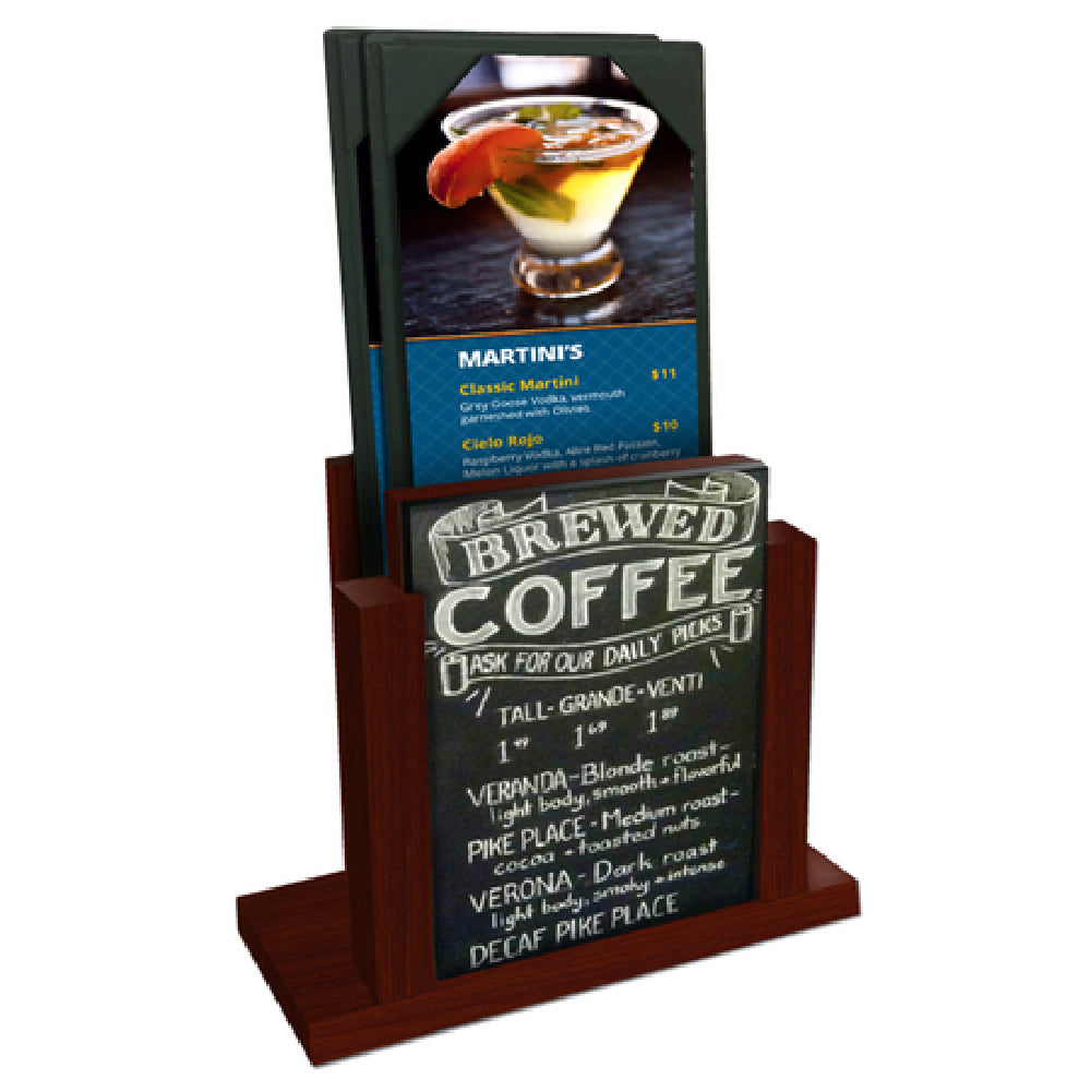 Menu Solutions WDMH-CHALK_WASHED-TEAL Menu Holder 4" X 6" Removable Black Chalkboard