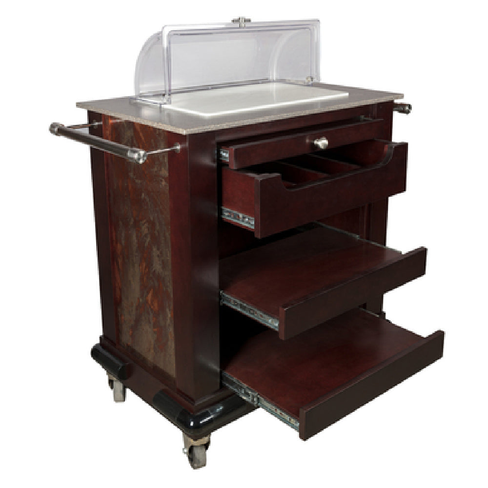 Bon Chef 51017 - Contempo Cheese Cart, 30"L X 19"W X 36"H OA, (1) 21-1/4" X 13-1/4" X 6"H Solid Surface Countertop