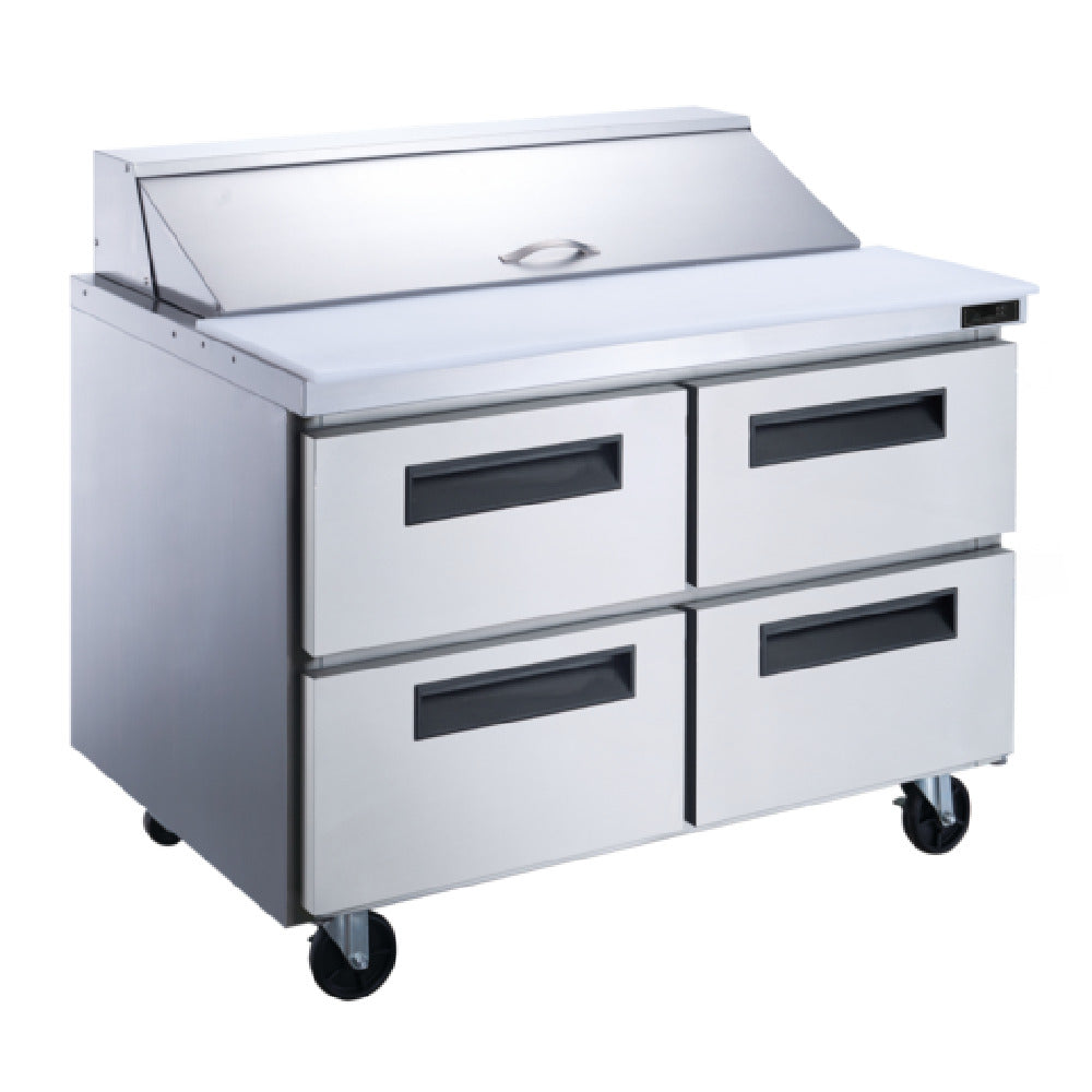 Dukers DSP48-12-D4 Sandwich/Salad Prep Table With Drawers 48"W Bottom Mount Self-contained Refrigeration