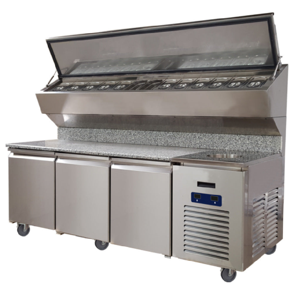 QualServ (Middleby) UCPS596-SS61A - Refrigerated Pizza Prep Table With Cold Wall Sealed Condiment Rail