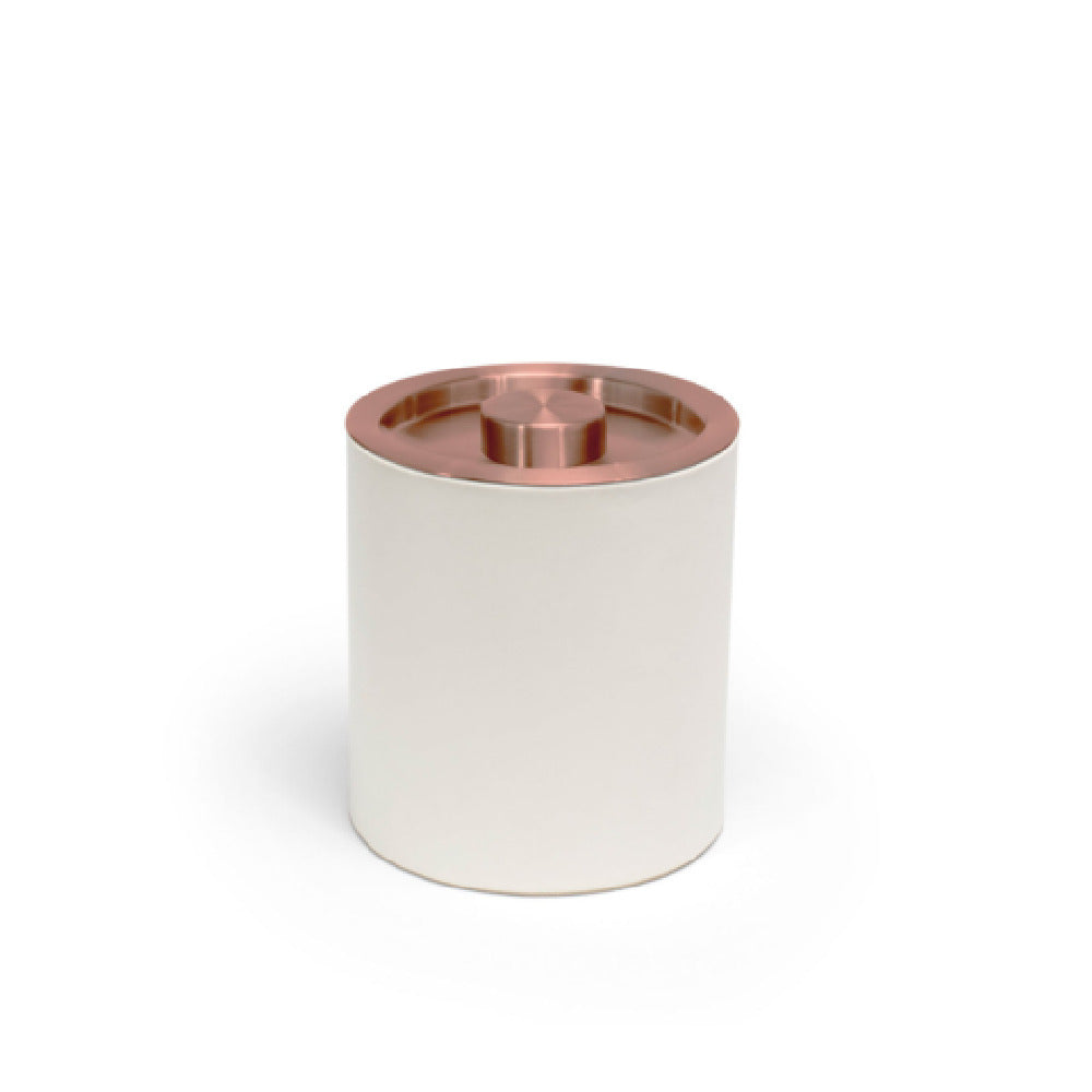 FOH RIB076WHL21 2qt Round London Ice Bucket White With Rose Gold Lid Includes One RIB014WHL21-BTM 2qt Round London Ice Bucket Base White
