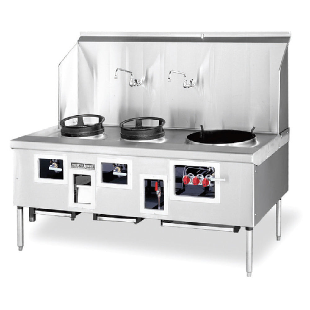 American Range ARCR-4 - Chinese Range, Gas, (4) Burners & (2) Manually-controlled Swing Faucets