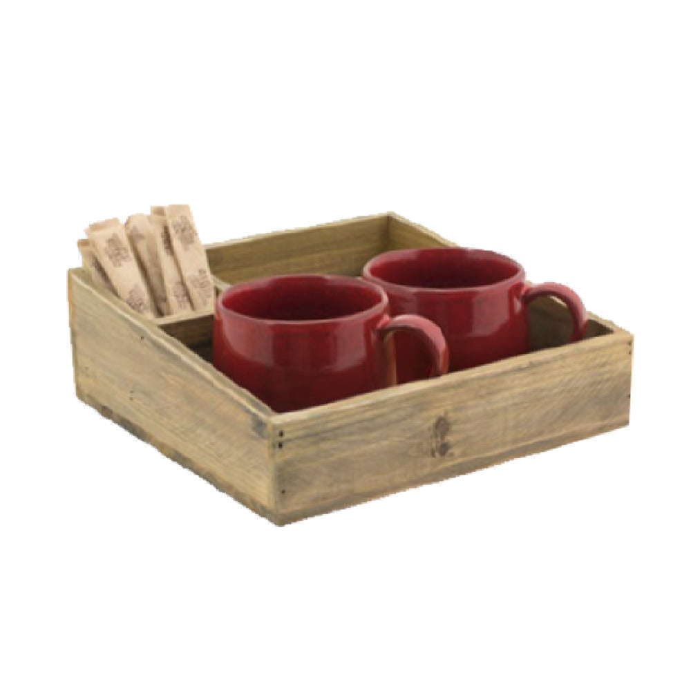 FOH RAH002NAW21 Rustic Wood™ Coffee/Accessory Holder 8-1/4" X 8-1/4" X 3"H