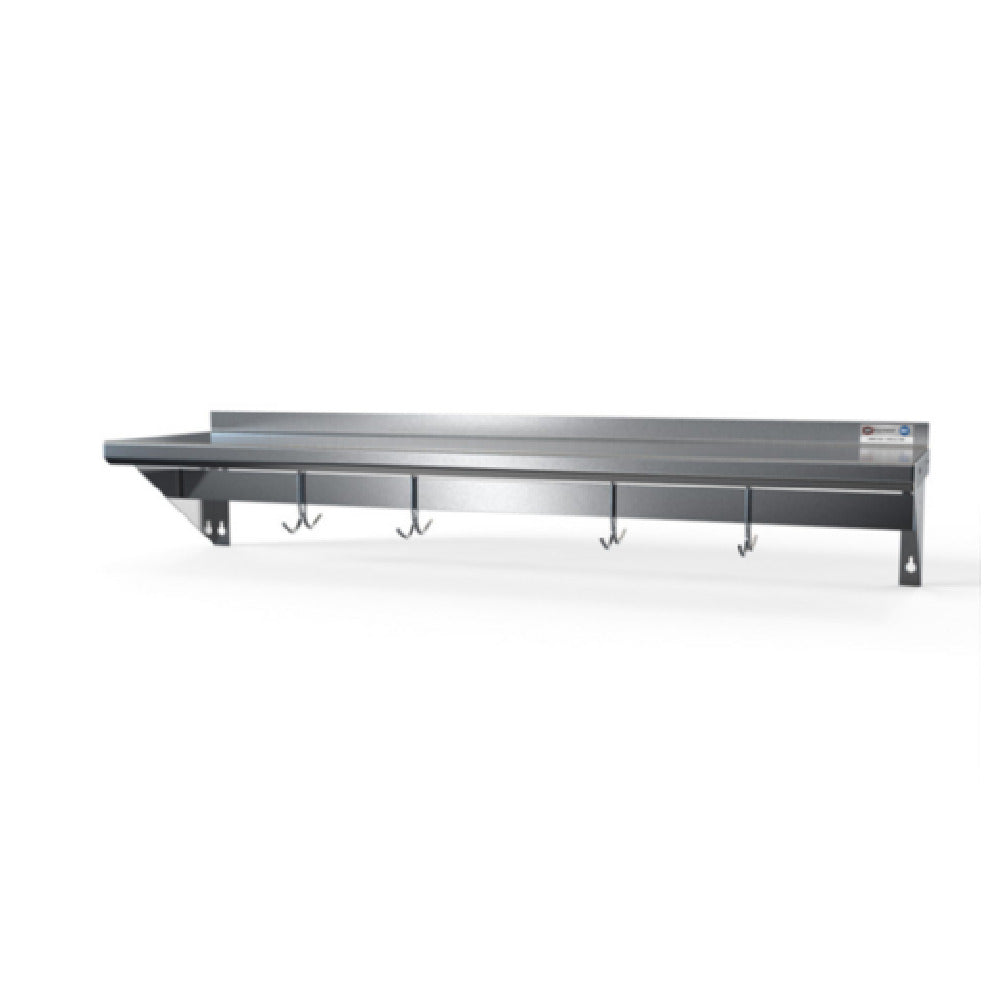 NBR Equipment PS-1696 - Shelf, Wall Mount With Pot Rack, 96"W X 16"D