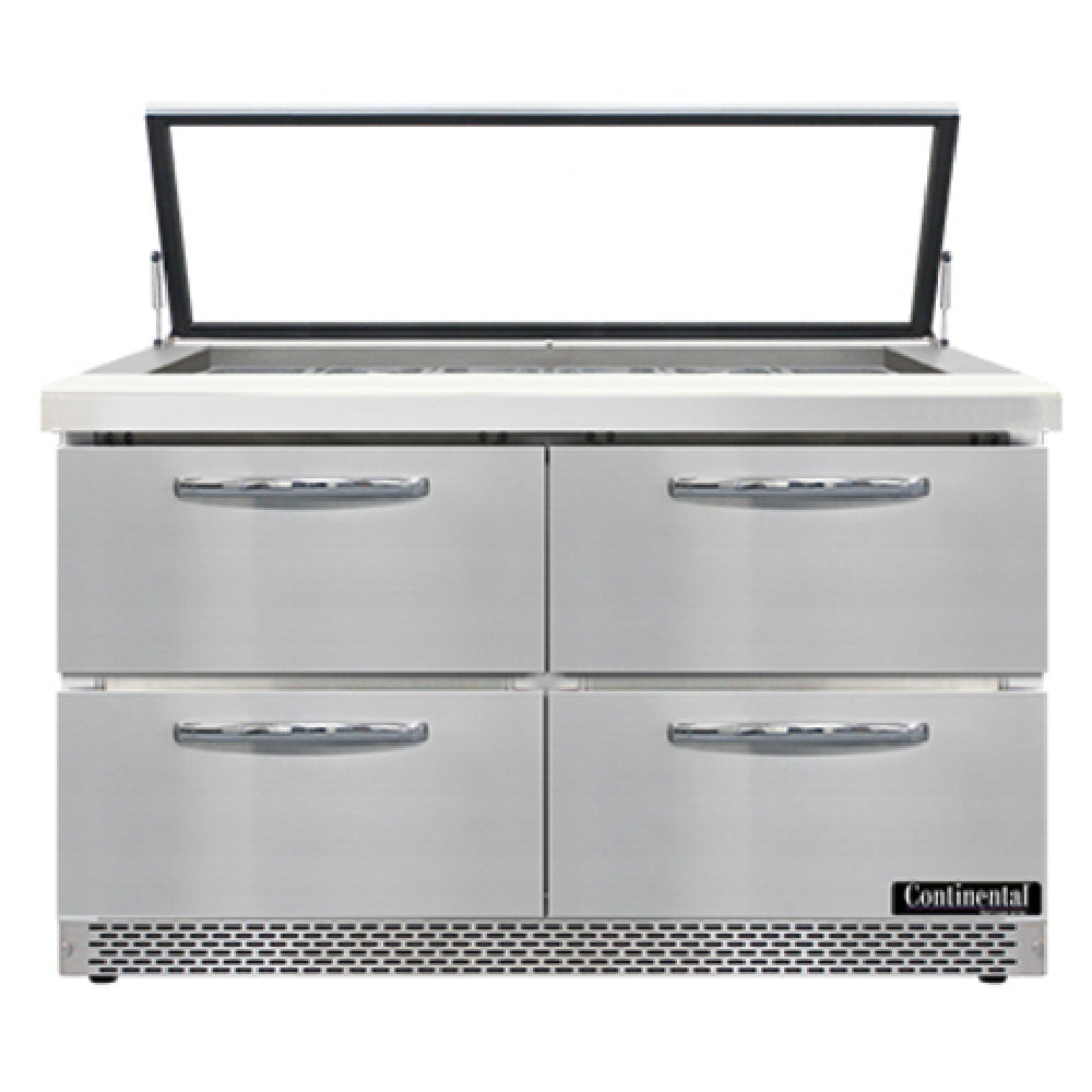 Continental Refrigerator SW48N18M-HGL-FB-D Mighty Top Sandwich Unit With Hinged Glass Lid