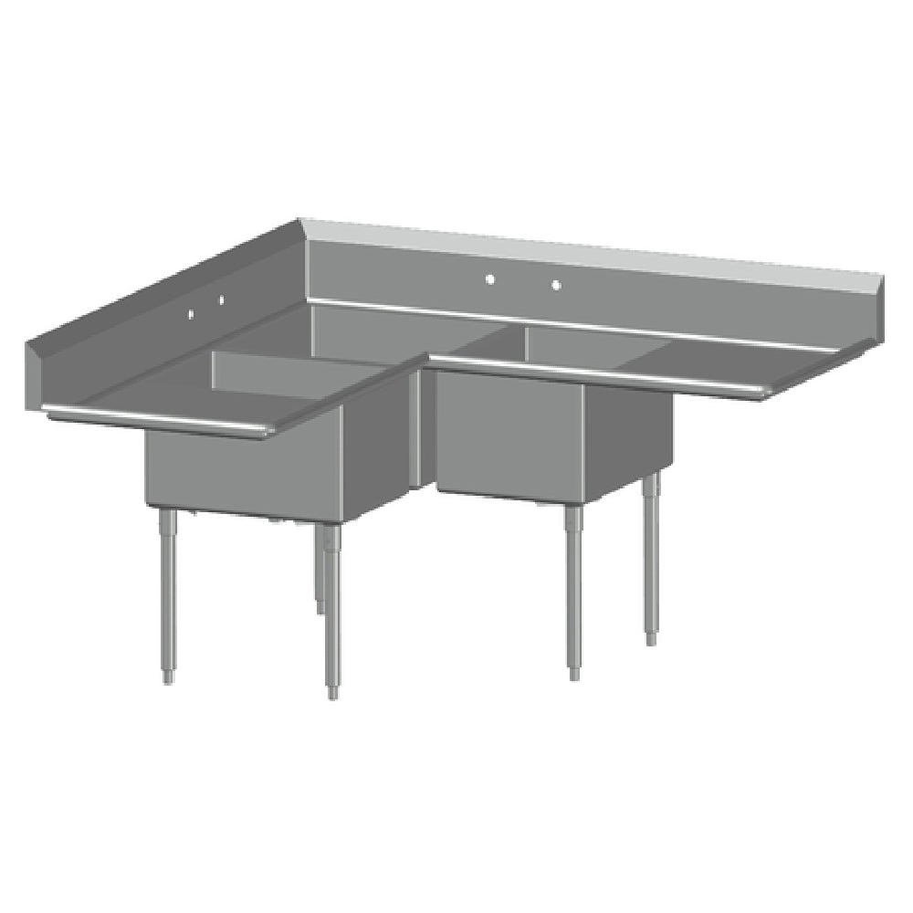 SPG CS-3N20-2D-18 - Universal Stainless Corner Sink, Three Compartment, 18" Left & Right-hand Drainboards