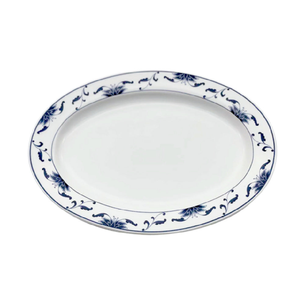 Cameo China 255-103 Blue Lotus Platter 10-1/4" X 7-1/4" X 7/8"H (26 Cm X 18.5 Cm X 2.1 Cm)