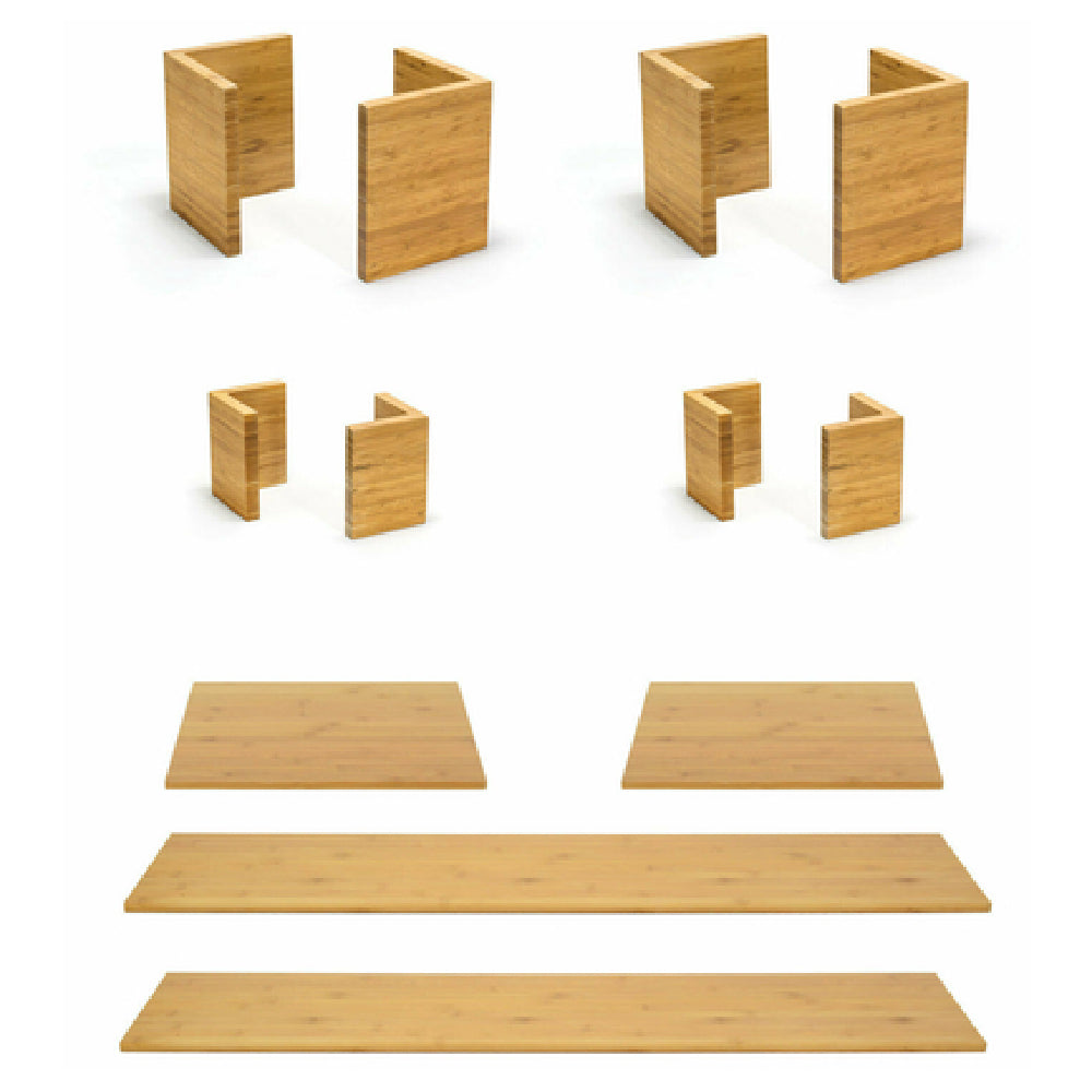 FOH BST048MUM28 Buffet Essentials Bamboo Natural Bamboo On Natural Includes Two BHO062BBB20 9" Bamboo L Risers Set Of 2 Natural