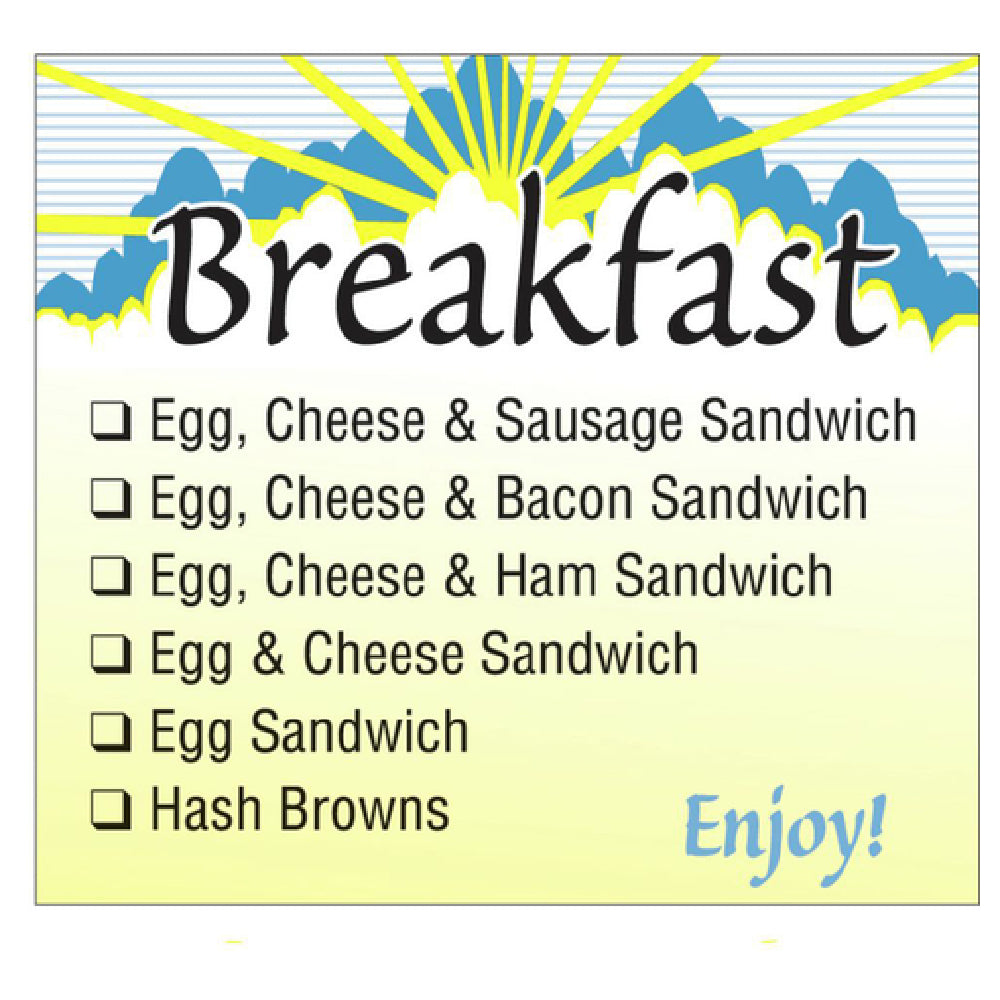 Hubert 13382 - Food Information Label, "Breakfast Sandwich", 2-1/2" X 2-1/8"