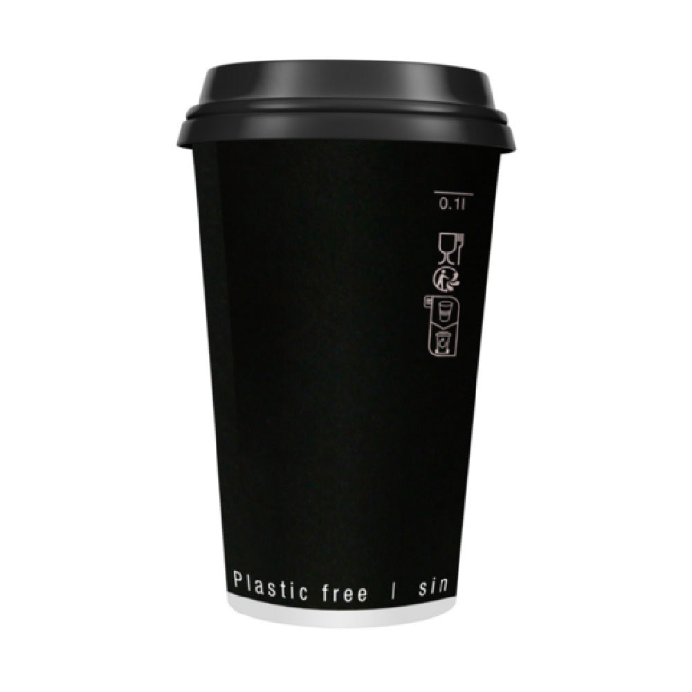 PacknWood 210GCDW20N - Black Double Wall Paper Cup Without Plastic, 20oz, 3.5" D X 6.3" H