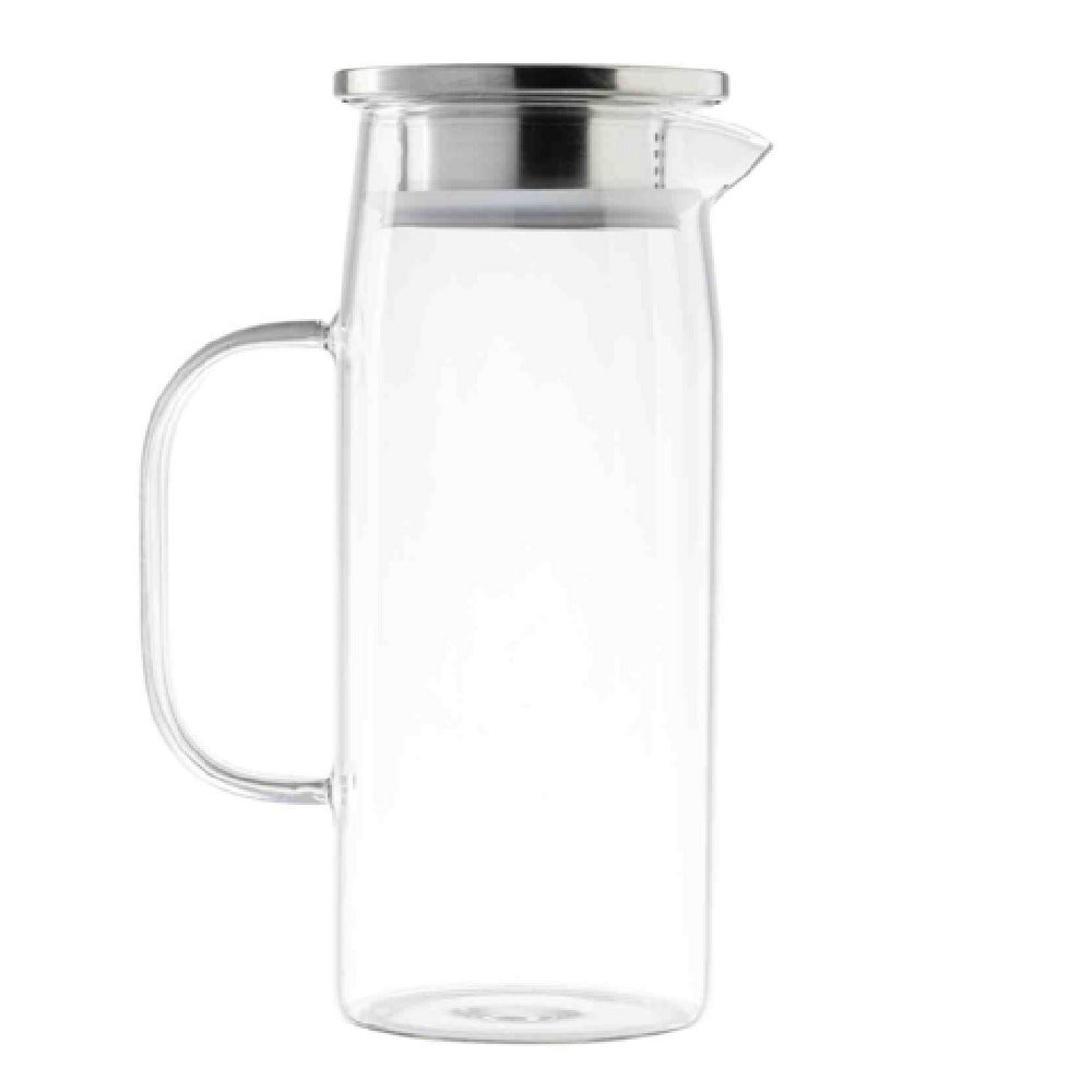 TableCraft Products 12901 - Glass Pitchers, 34 Oz., With Stainless Steel Dispensing Lids