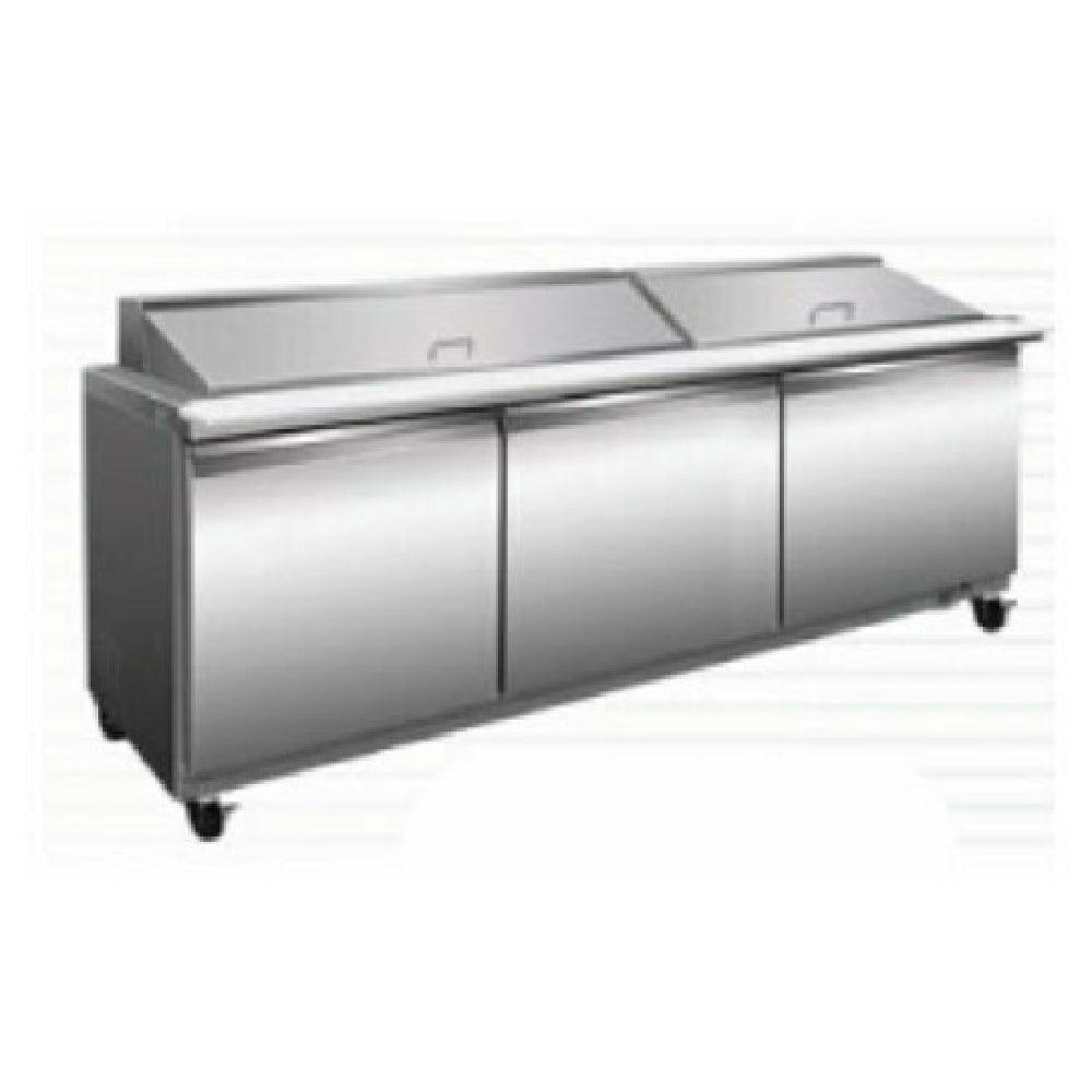 Serv-Ware SP72-27M-HC - Mega Sandwich/Salad Prep Table, Three-section, 71-3/4"W X 34-1/2"D X 43-1/5"H