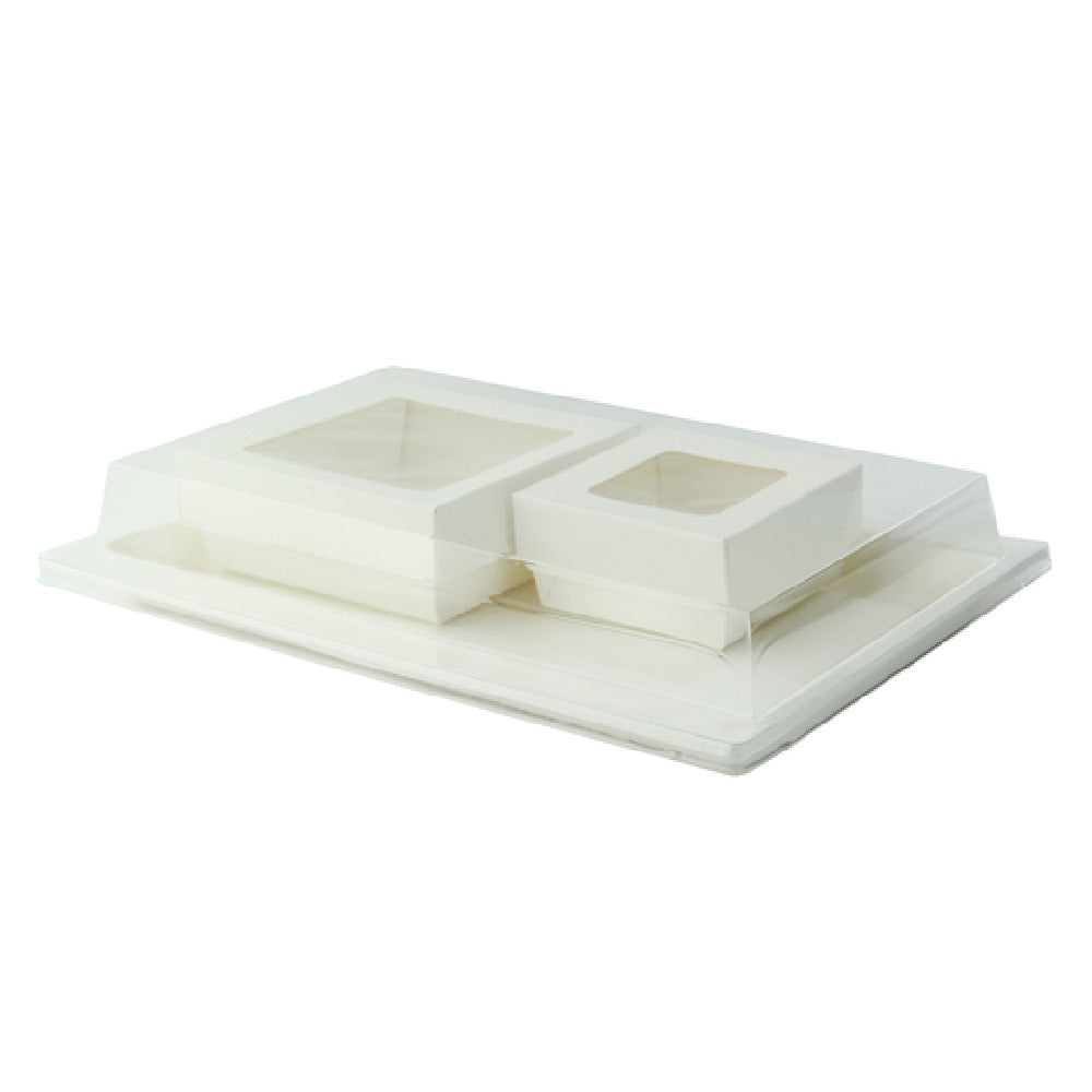 PacknWood APUKRAYWH2 - VIP Set, Includes: (2) White Sugarcane Tray - Atlas 1/2 - 10.7 X 7.5 X 0.75in - 100 Pcs (210APUTRP12)