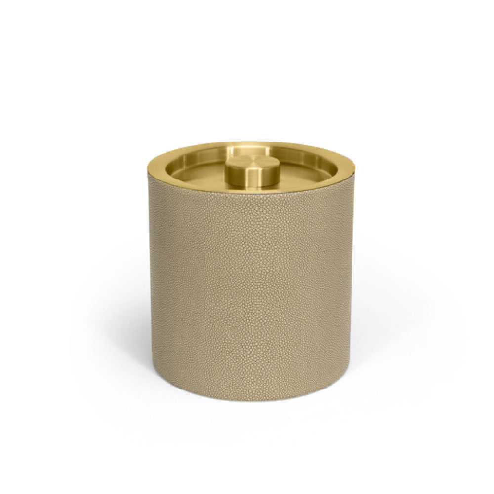 FOH RIB039BEL21 3.5qt Round Belize Ice Bucket Dune With Matte Brass Lid Includes One RIB018BEL21-BTM 3.5qt Round Belize Ice Bucket Base Dune