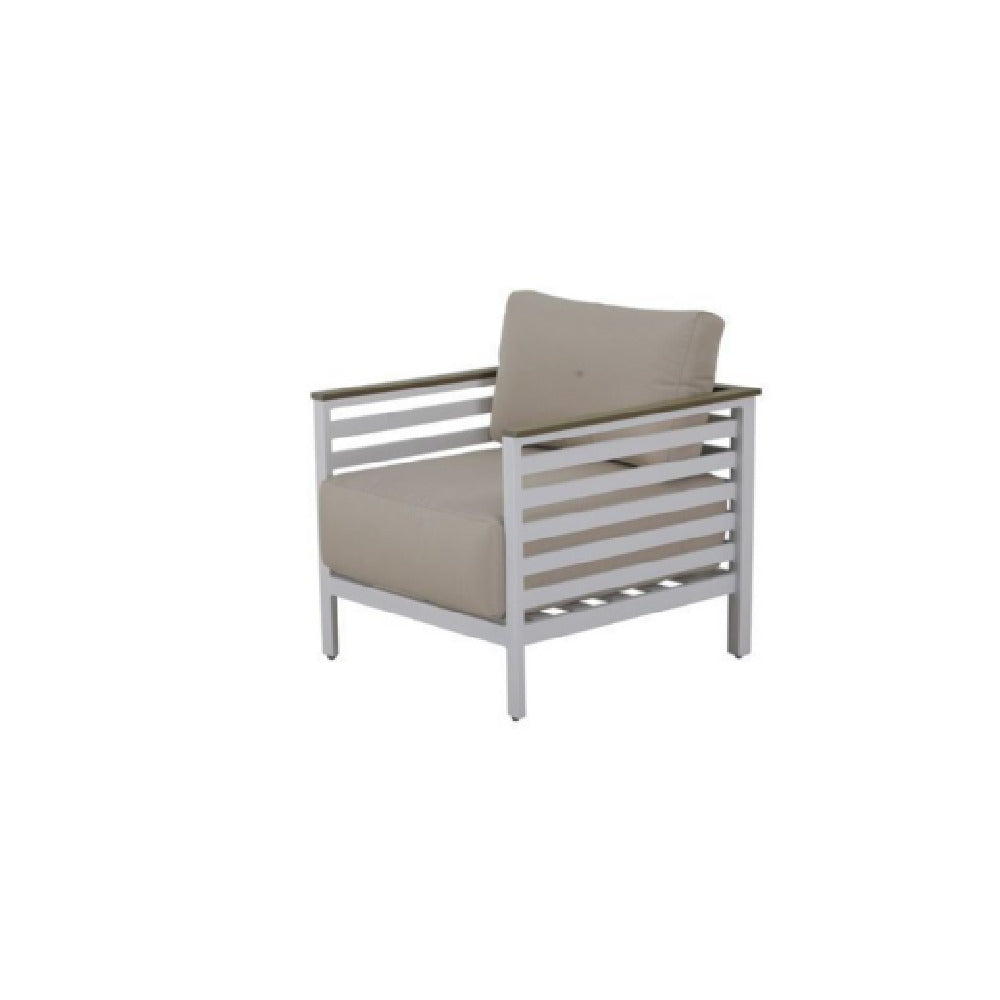 Plantation Prestige Commercial Furniture 8840600-015422 Durango Lounge Chair White Frame Honey Slat Arms With #5422 Antigue Beige Cushions (other Fabric Options Available For Upcharge)