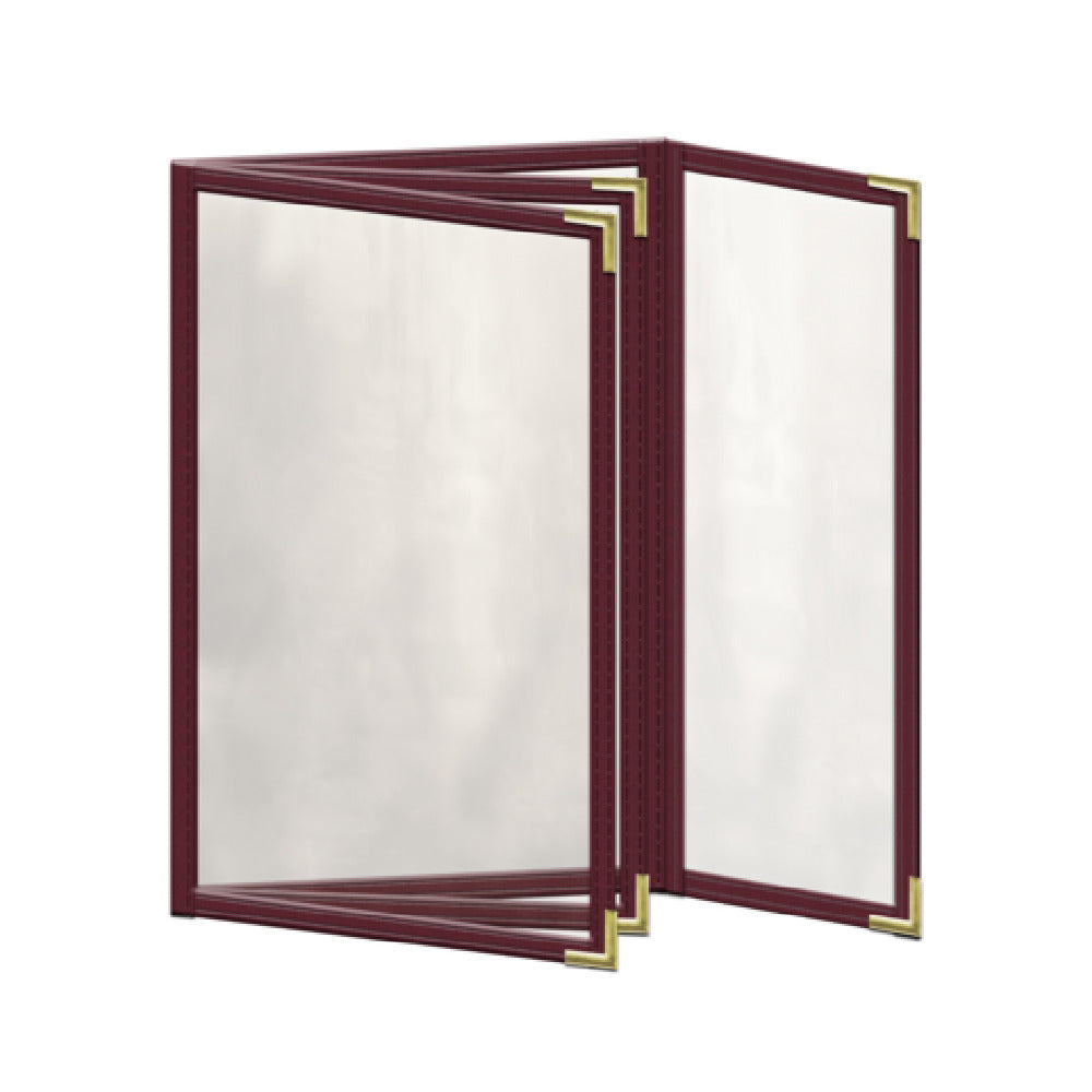 Risch TETBQ 5.5X8.5 Deluxe Clear Sewn Menu Cover 5-1/2" X 8-1/2" Triple Pocket Booklet