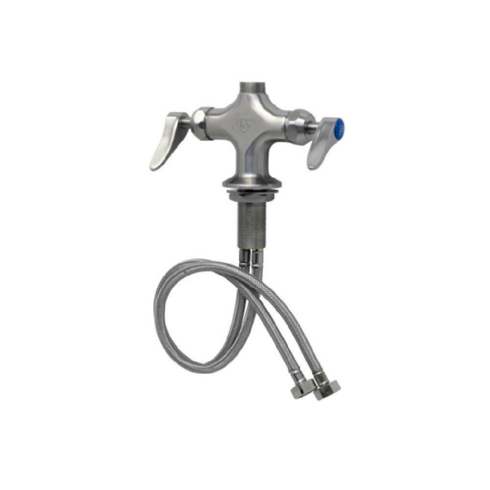 T&S Brass S-0200-CR-LN Stainless Steel Single Hole Deck Mount Mixing Faucet With Swivel Outlet (less Nozzle)