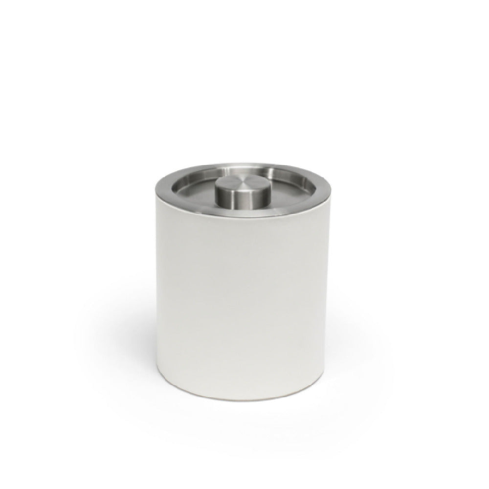 FOH RIB063WHL21 2qt Round London Ice Bucket White With Brushed Stainless Lid