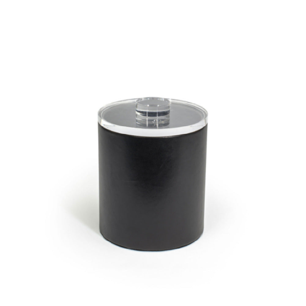 FOH RIB064BKL21 2qt Round London Ice Bucket Black With Acrylic Lid Includes One RIB014BKL21-BTM 2qt Round London Ice Bucket Base Black