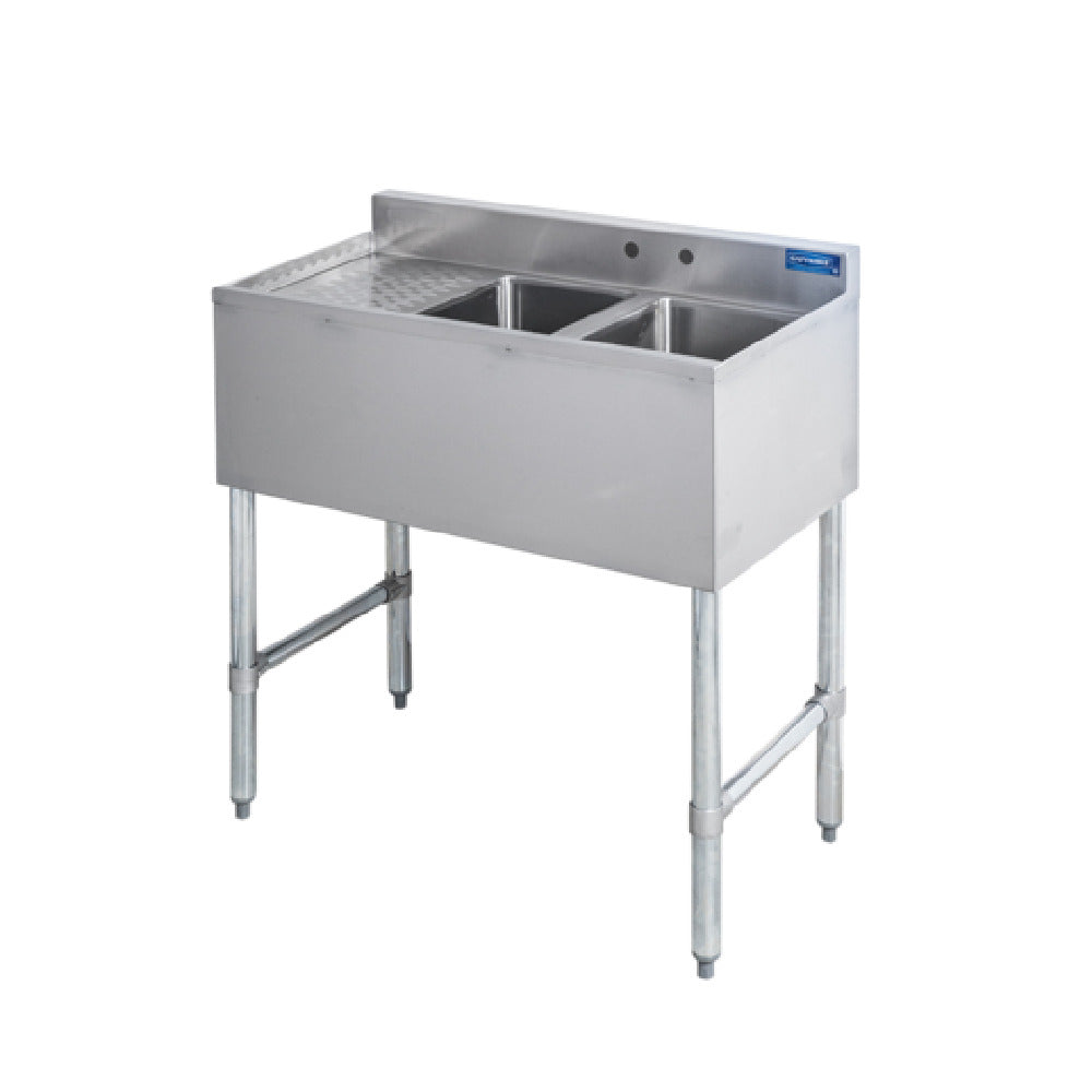 Sapphire Manufacturing SMBS-2L Underbar Sink Two Compartment 10"x14"x10" Compartments