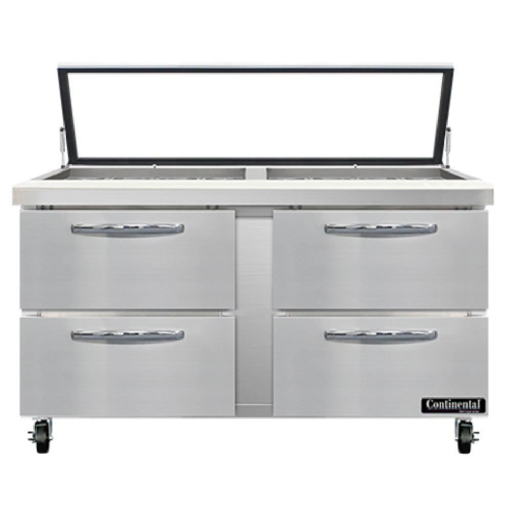 Continental Refrigerator SW60N24M-HGL-D Mighty Top Sandwich Unit With Hinged Glass Lid