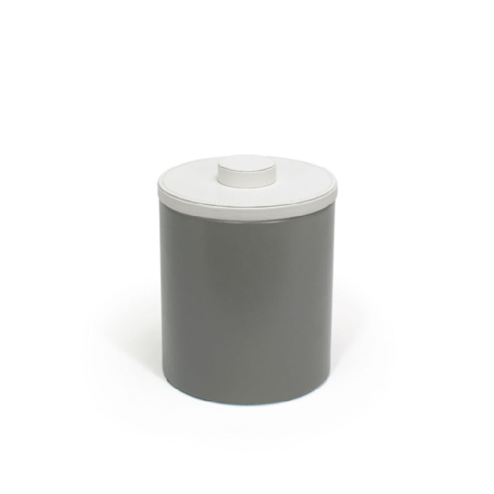 FOH RIB059GYL21 2qt Round London Ice Bucket Smoke With White Lid Includes One RIB014GYL21-BTM 2qt Round London Ice Bucket Base Smoke