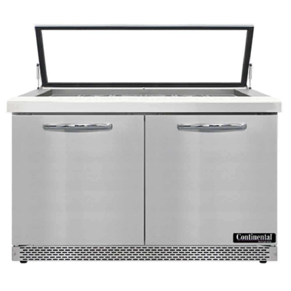 Continental Refrigerator SW48N18M-HGL-FB Mighty Top Sandwich Unit With Hinged Glass Lid