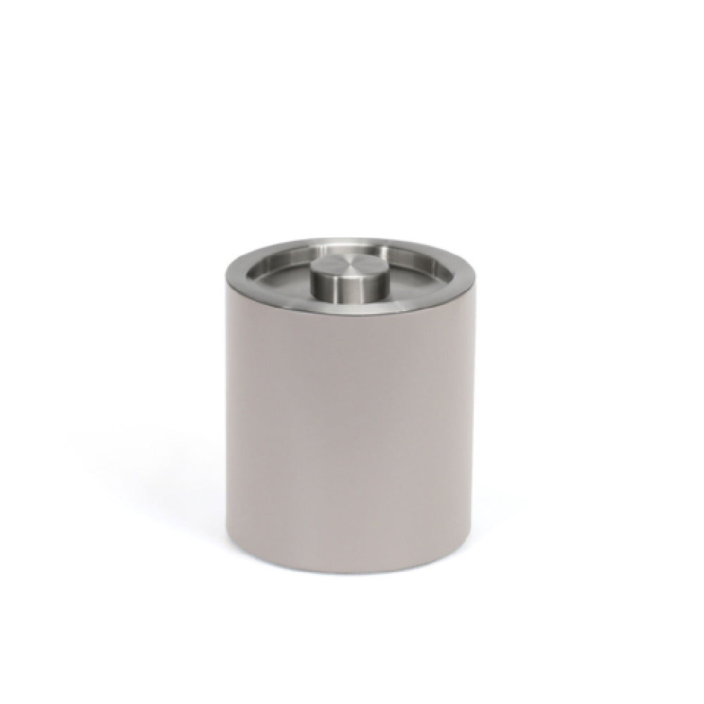 FOH RIB063BEL21 2qt Round London Ice Bucket Stone With Silver Lid Includes One RIB014BEL21-BTM 2qt London Ice Bucket Base Stone