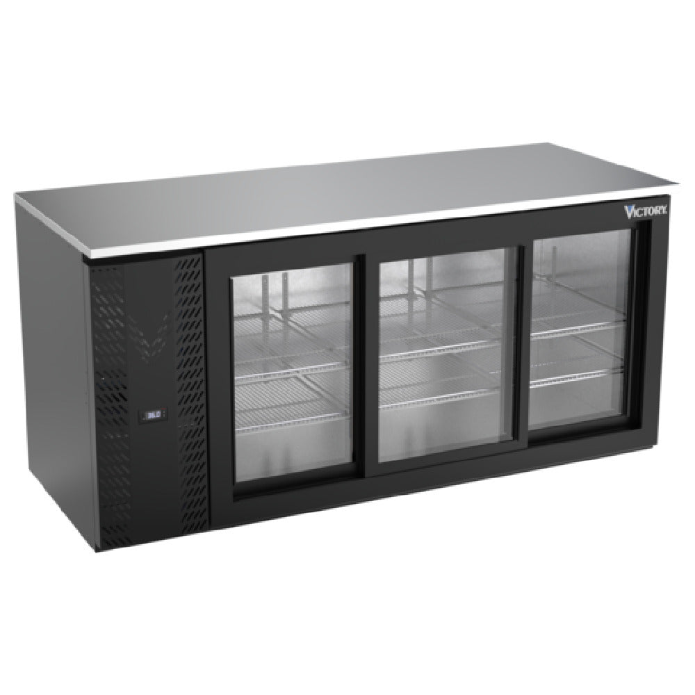 Victory VBB72HC-GS-B - Back Bar Refrigerator, Three-section, 72"W X 29-1/2”D X 34"H