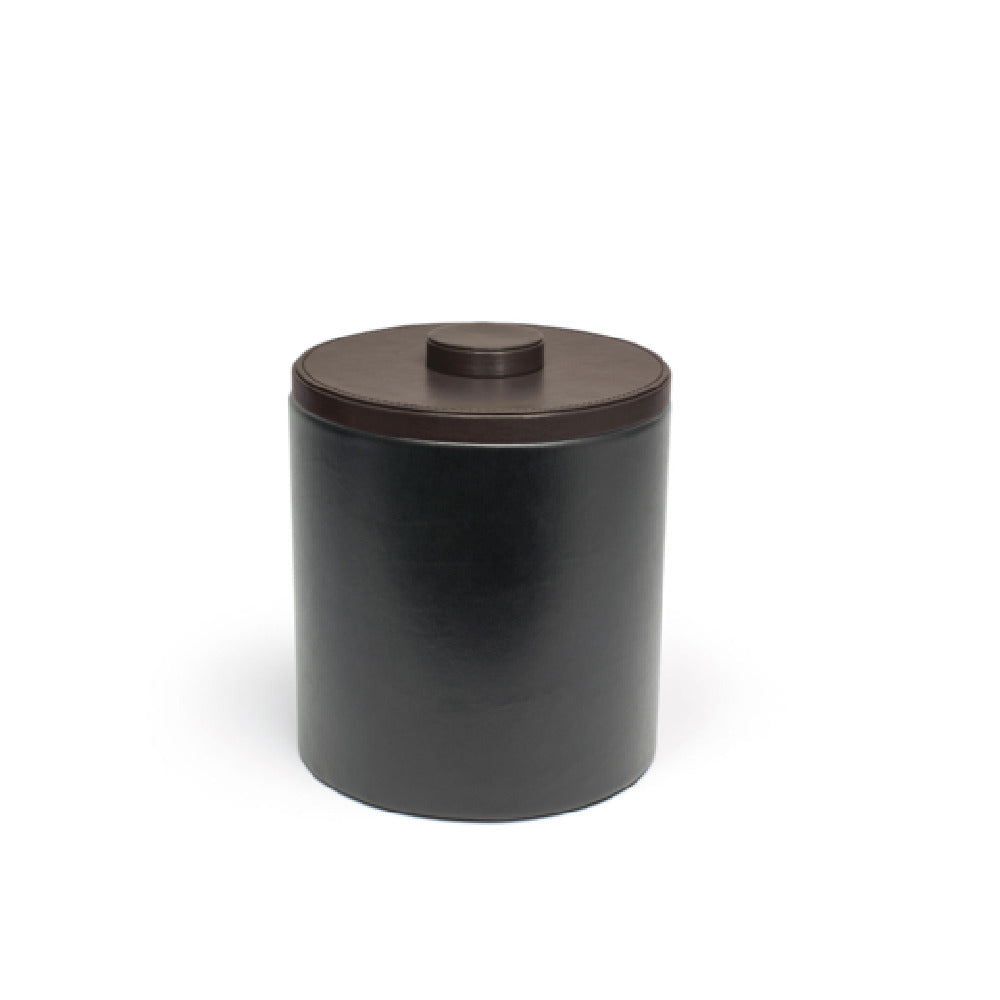 FOH RIB029BKL21 3.5qt Round London Ice Bucket Black With Brown Lid Includes One RIB017BKL21-BTM 3.5qt Round London Ice Bucket Base Black
