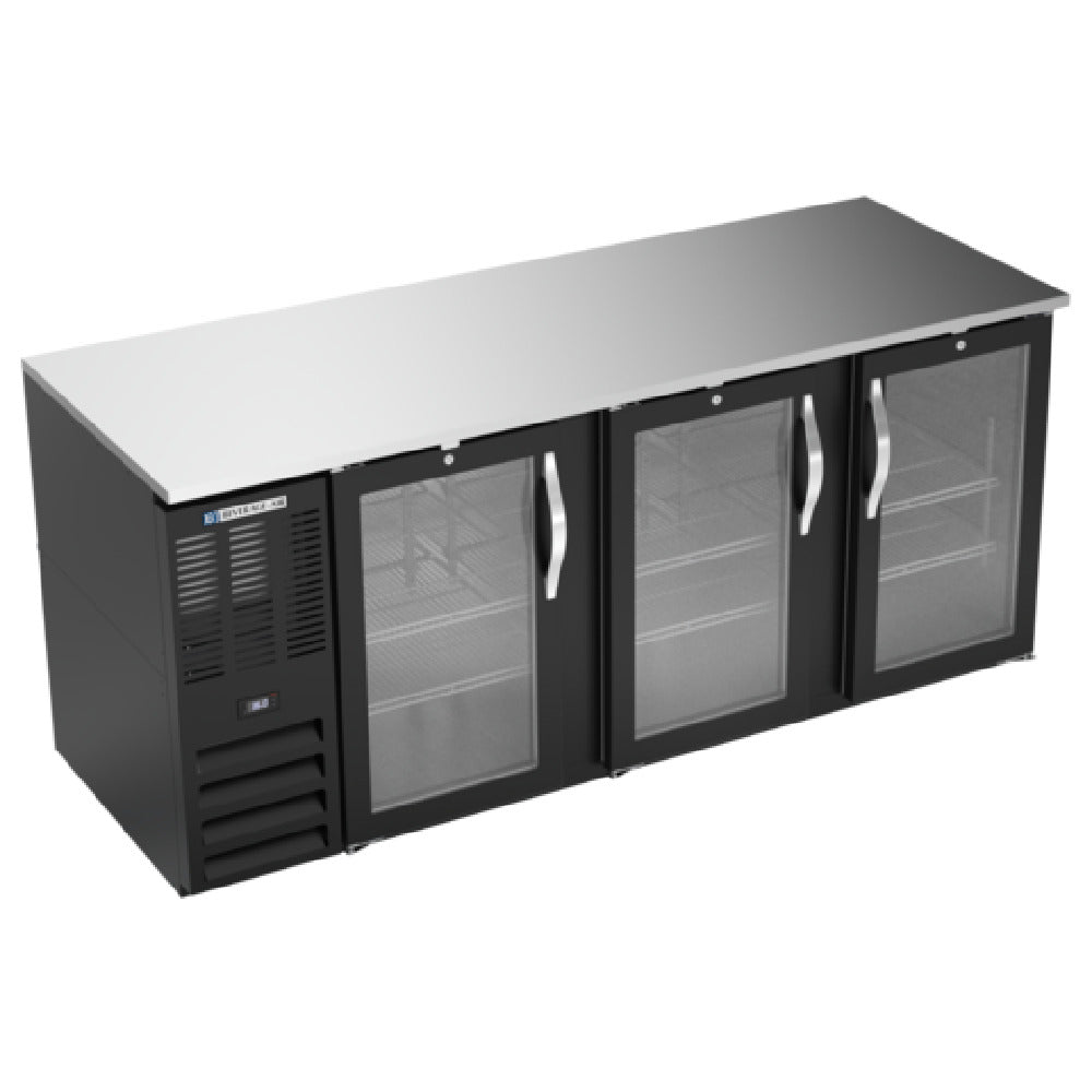 Beverage Air BB78HC-G-B - Refrigerated Back Bar Storage Cabinet, Three-section, 78"W X 30-3/8"D X 34"H