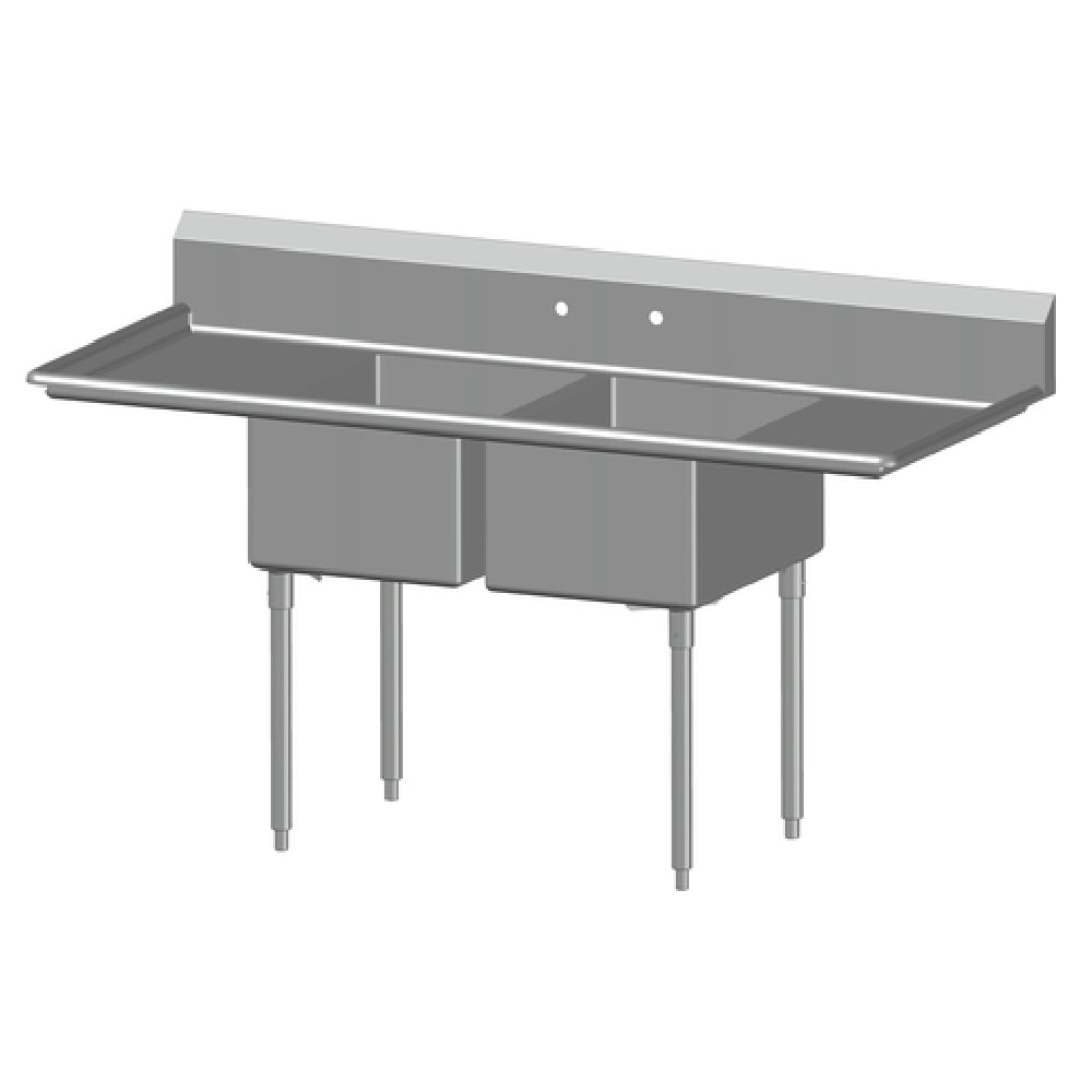 SPG 2N18-2D24 - Universal Stainless Sink, Two Compartment, 24" Left & Right-hand Drainboards