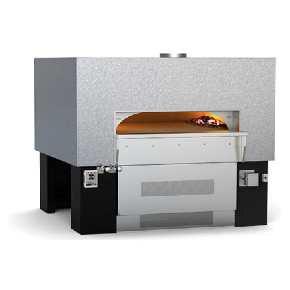 Wood Stone FD-9690RFGLLIRCL Fire Deck Stone Hearth Oven Two Radiant Flames On Left Side With Infrared Under Floor Burner And Coal Burning System On Right