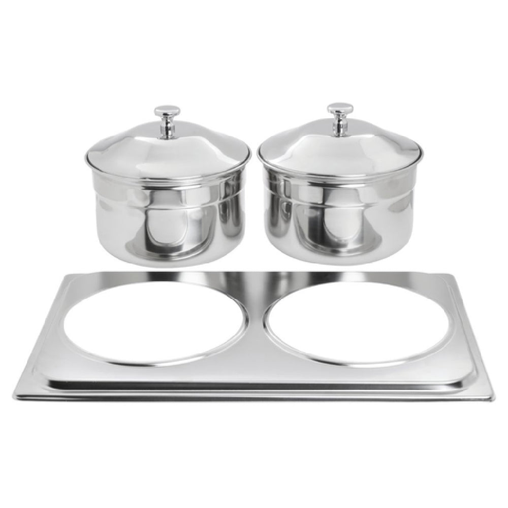 Hubert 37999 - Soup Station Chafer, 21" X 13-1/5", With (2) 4-4/5 Qt. Round Containers