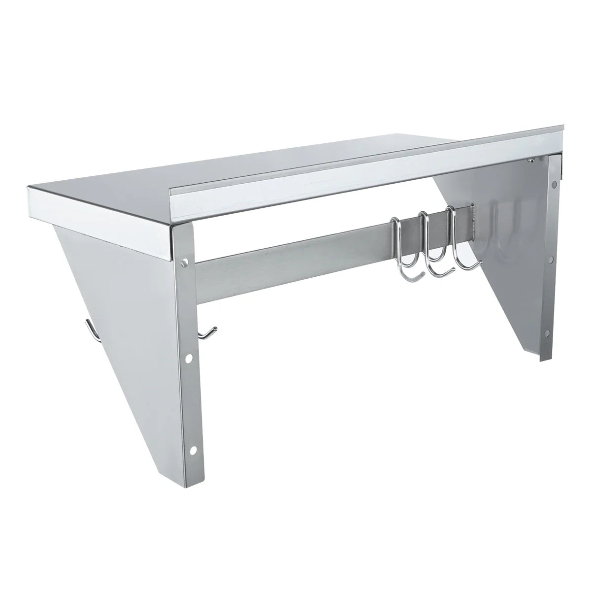 Empura Stainless E-WPS-1236 Pot Rack Wall-Mounted 36" X 12" Stainless Steel Wall Mounted Pot Rack With Shelf And 18 Gauge Galvanized Hooks