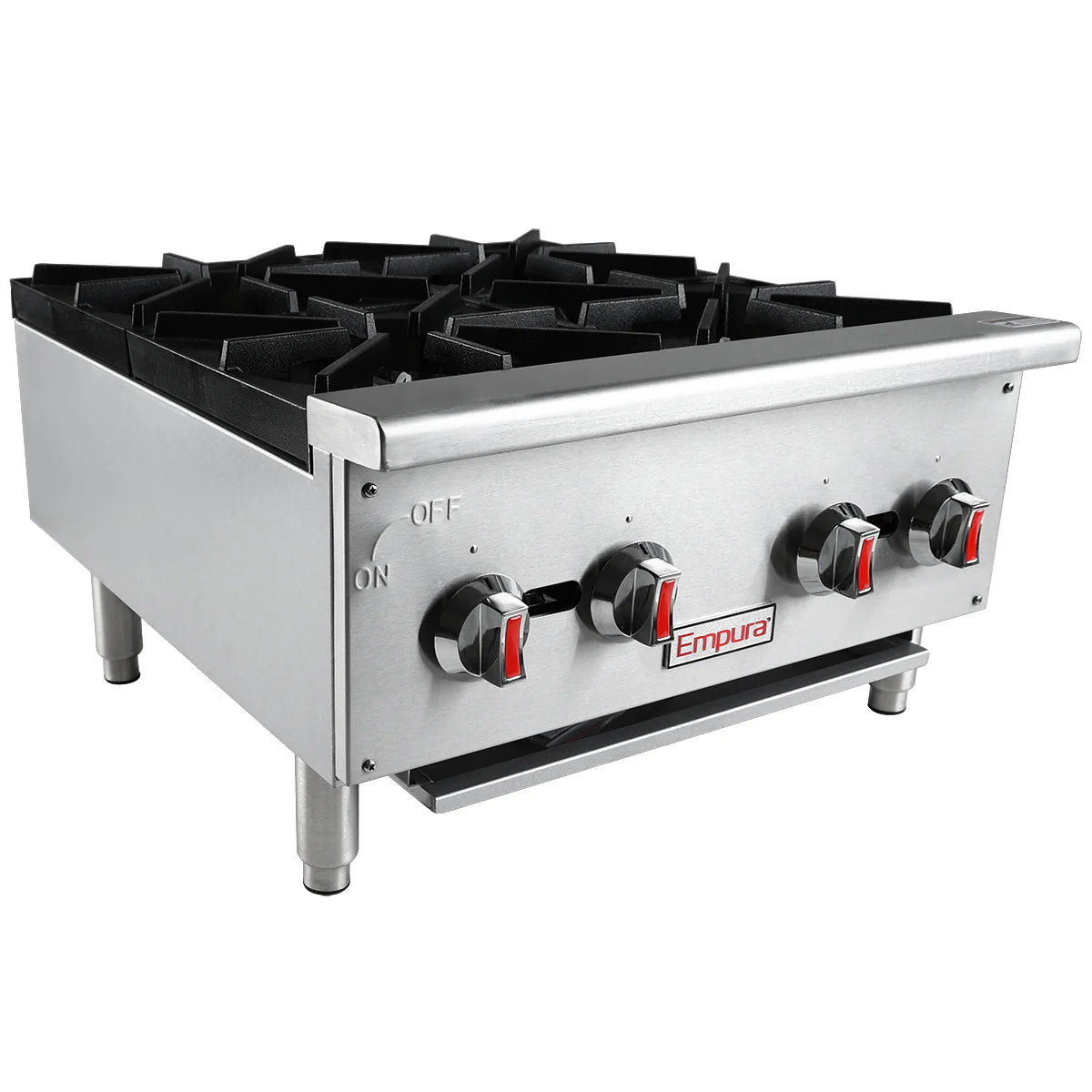 Empura Equipment EHP-4 Standard Duty Gas Hot Plate 23.6"W X 28.5"D X 13.7"H With 12" X 12" Cast Iron Top Grates