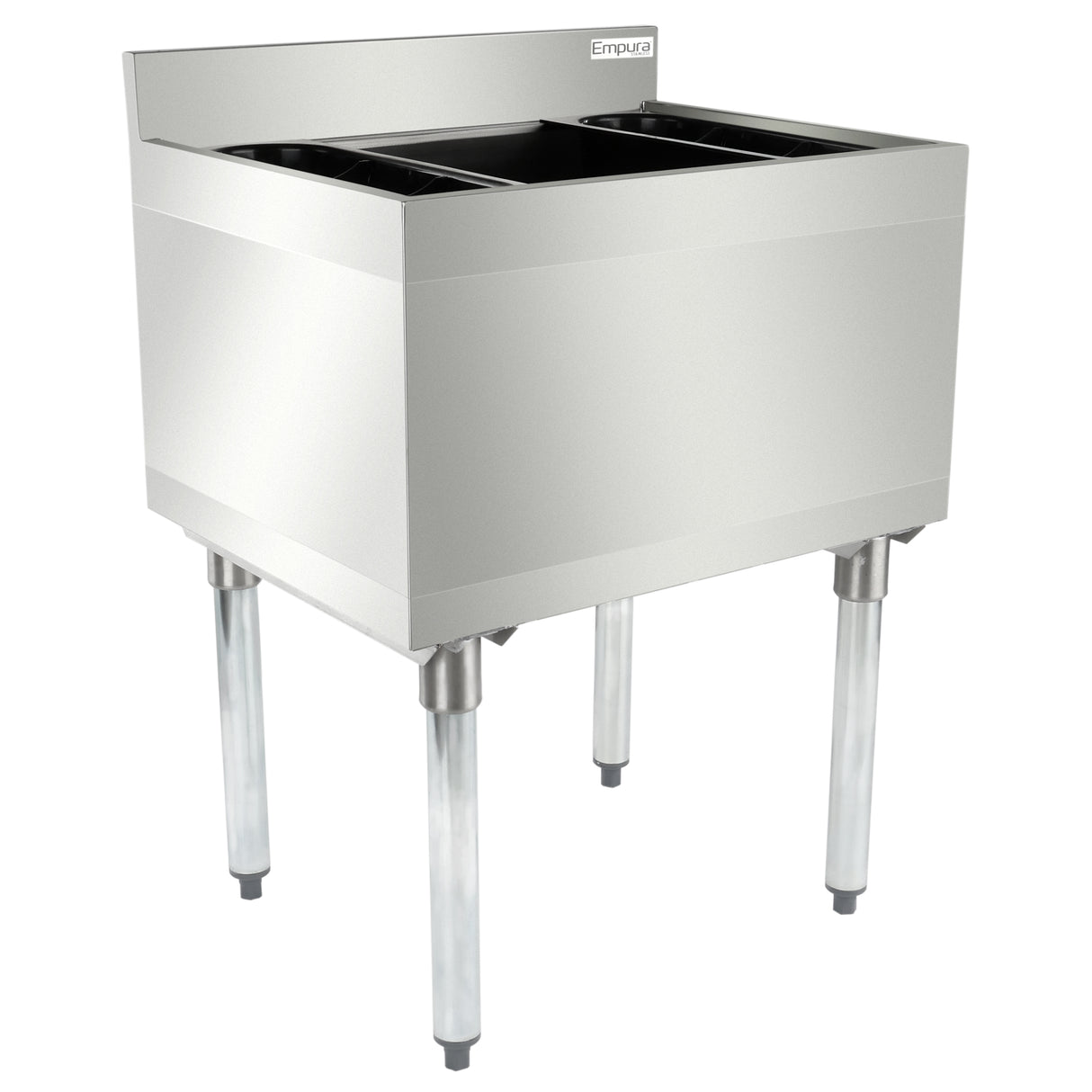 Empura Stainless EIB1824 Underbar Ice Bin 24"W X 18.5"D X 32.98"H 3" Backsplash