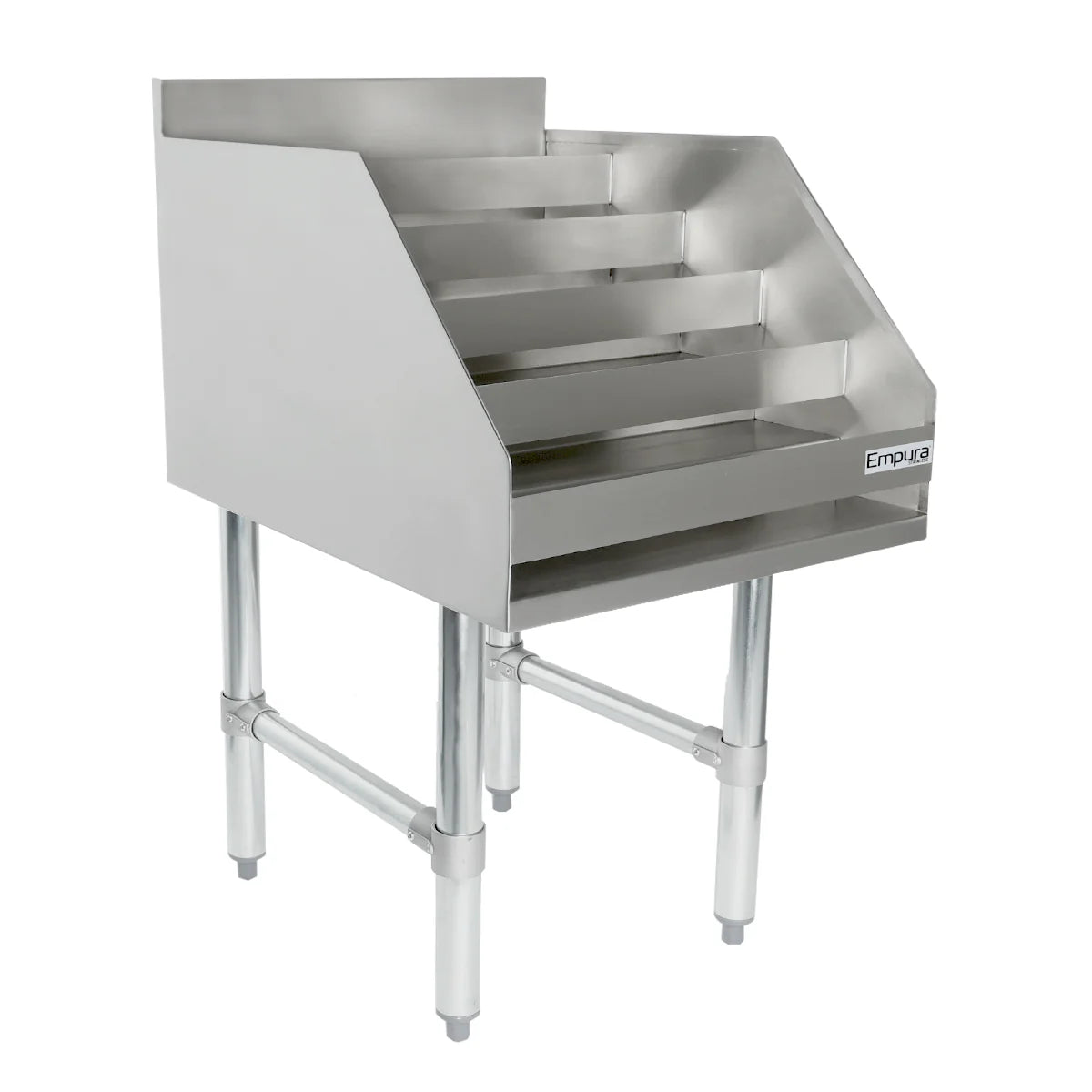 Empura Stainless ELS1823 Underbar Liquor Display Stand 18"W X 23"D X 33"H 18 Gauge 304 Ss Bottom/back/sides/hat Channel And Steps