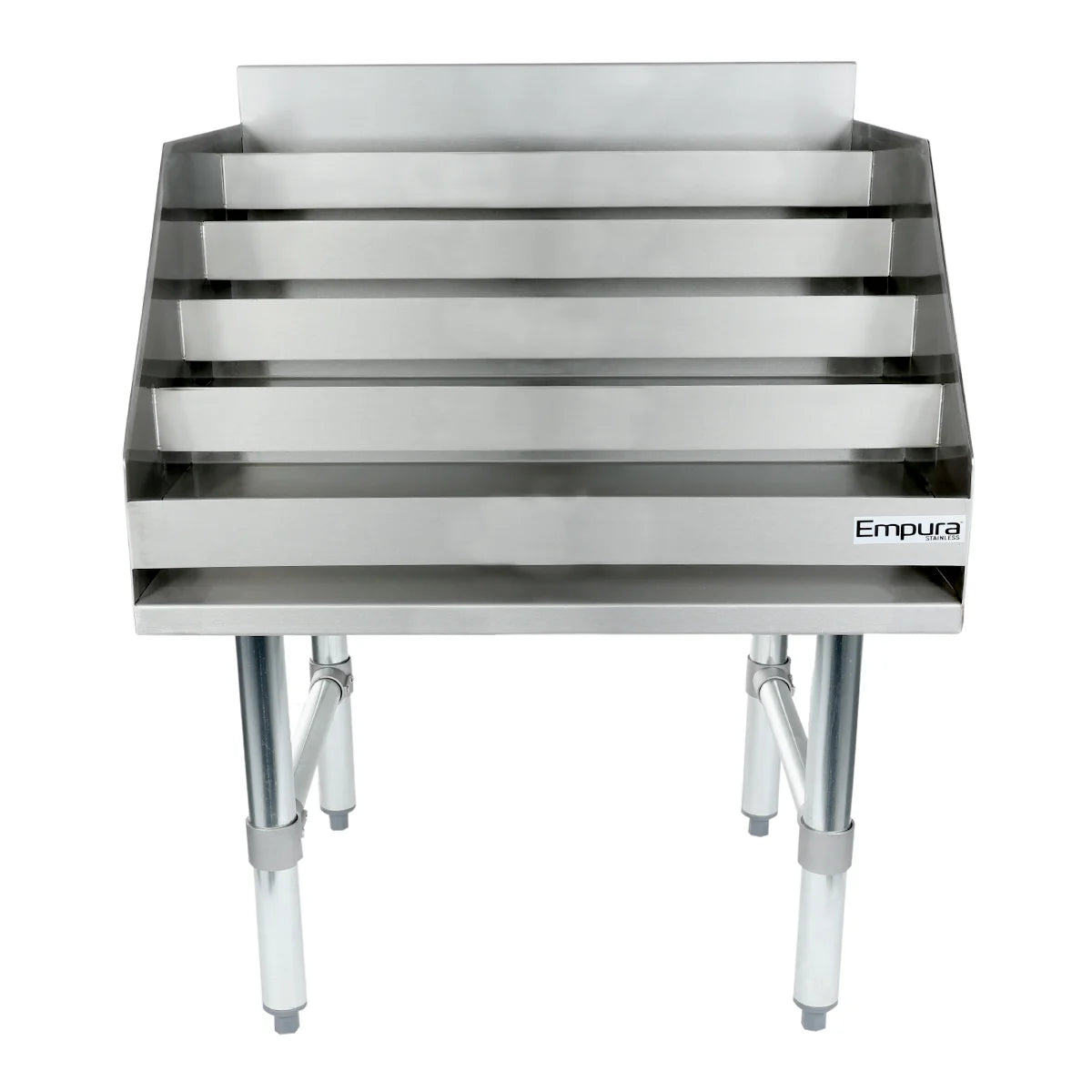Empura Stainless ELS2423 Underbar Liquor Display Stand 24"W X 23"D X 33"H 18 Gauge 304 Ss Bottom/back/sides/hat Channel And Steps
