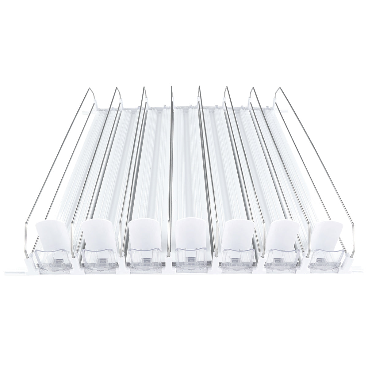 Optional White 7 Lane Pusher Pre-Assembled Bundle Per Shelf Add-on Accessory Compatible with ESM-50W