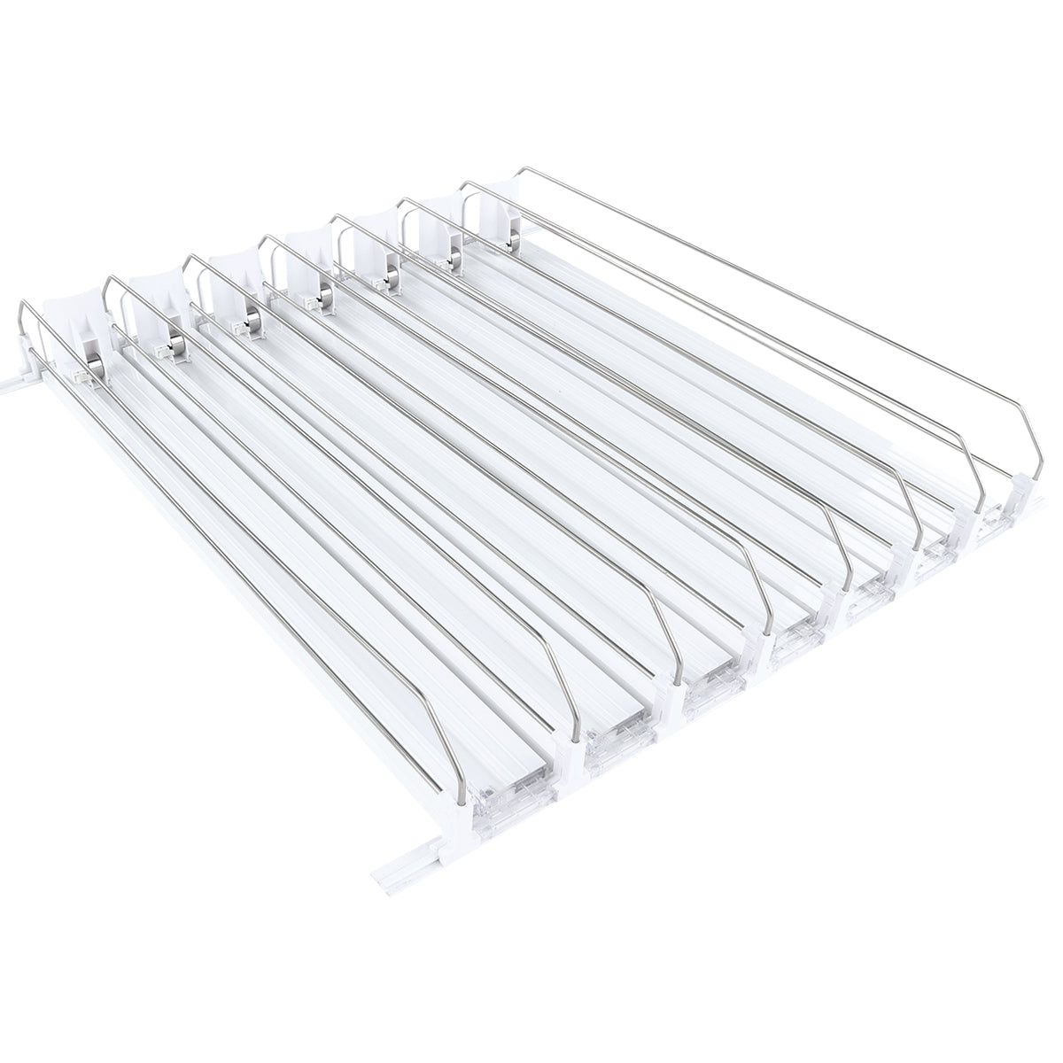 Optional White 7 Lane Pusher Pre-Assembled Bundle Per Shelf Add-on Accessory Compatible with ESM-50W