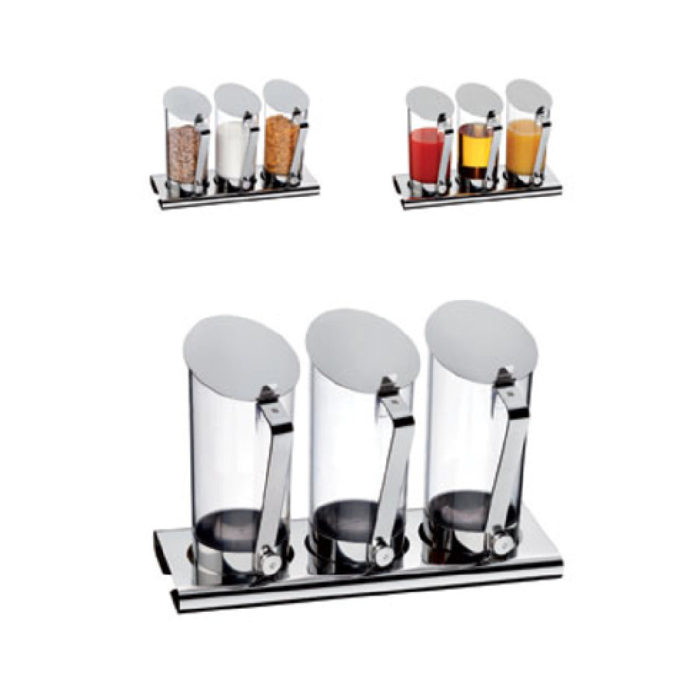 Bauscher Hepp 06.3648.6040 - Cereal/Juice/Milk Dispenser Set, Includes: 17-1/2" X 6-3/4" X 1-1/4" Rectangular 18/10 Stainless Steel Base