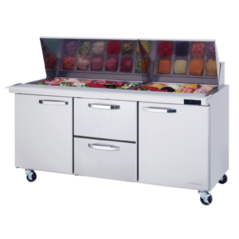Blue Air BLMT72-D2M-HC Mega Top Sandwich Prep Table Three-section 72-3/8"W