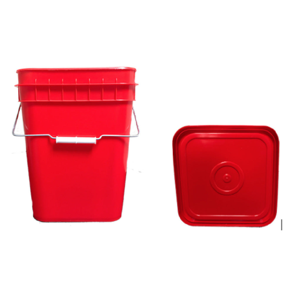 Buccaneer Container Corp 2006512030 (Buccaneer) Square Bucket With Red Lid Red (4) Gallon (custom Printed) (6 Each Per Case)