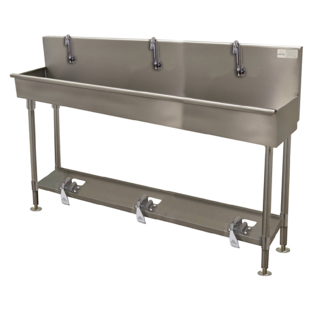 Advance Tabco 19-FM-72FV Multiwash Hand Sink With Toe-operated Push Valve 72"W X 19-1/2"D X 42-1/2"H (overall)