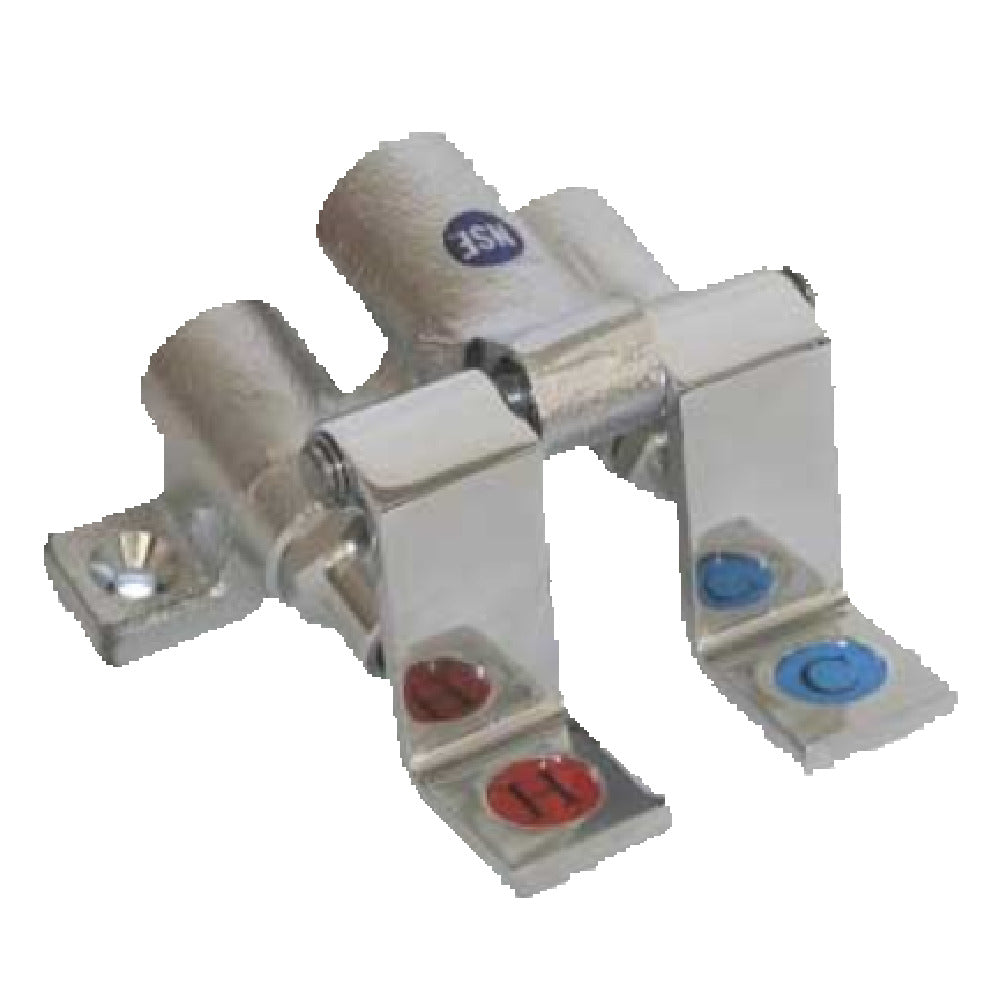 GSW USA AA-202G Foot Pedal Operation Valve Self-closing Valves Red & Blue Color Indexed Brass Pedals With Polished Chrome Finish