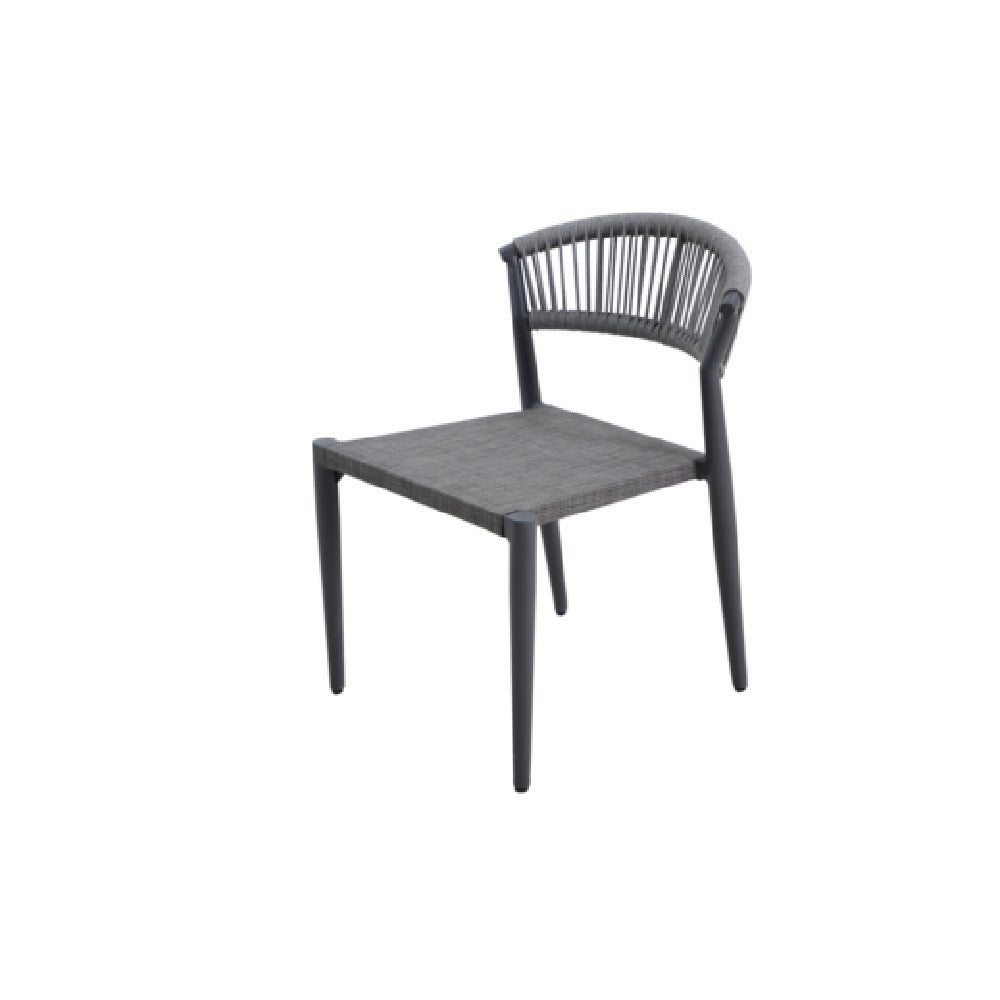 Plantation Prestige Commercial Furniture 8230700-0455 Tahiti Side Chair Gunmetal Finish With Grey Sling Seat