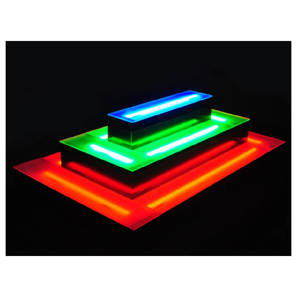 Krowne KR-I3T80-S - Krowne Royal Lighted Liquor Island Display, 3-Tier, 80" Wide - Power Cord On Left