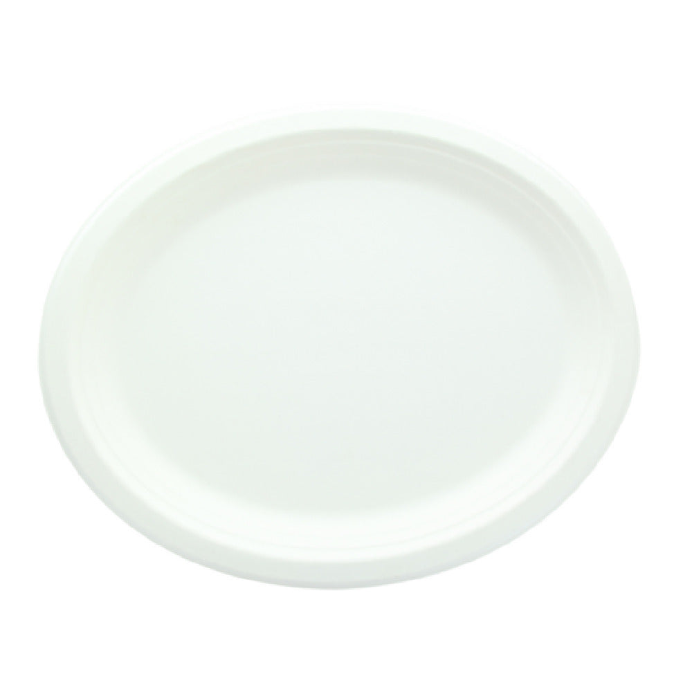 PacknWood 210APUO24F - Sugarcane Plate (No Added PFAs), 12.2"L X 9.4"W, White