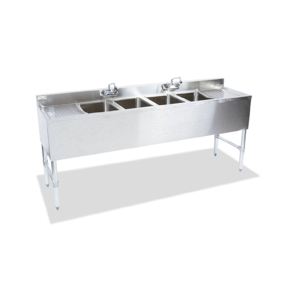 Steel Works Stainless SWBAR4B72-LR Four Compartment Underbar Sink 72" X 18-3/4" X 33"H